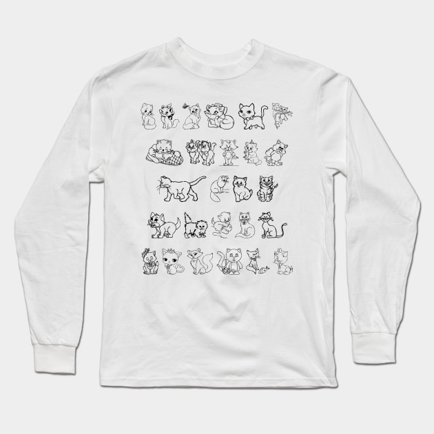 Cats, Cats, Cats and More Cats Long Sleeve T-Shirt by DMcK Designs